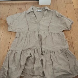 Zara Light Brown Tiered Mini Dress